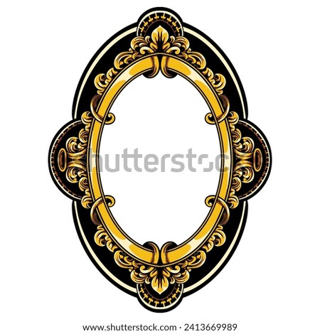 gold oval vintage engraving frame