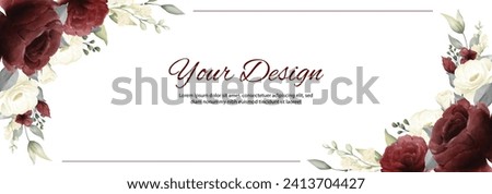 Rose watercolor white and red color blossom flower banner 