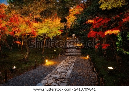 As autumn deepens, the temple grounds turn red with autumn leaves.