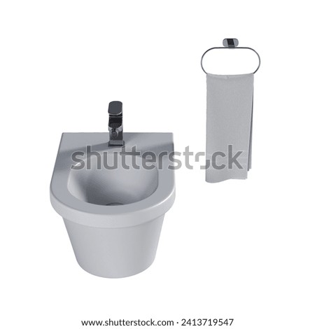 Lavatory pan isolated on a white background, bidet, 3D illustration, and CG render
