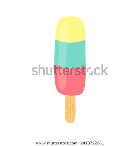 Ice cream popsicle hand drawn vector illustration isolated on white background. Striped ice cream clip art.