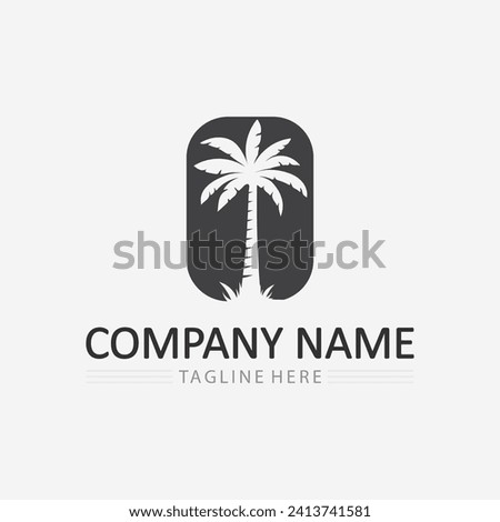 Palm tree and palm leaf logo design summer logo template vector illustration