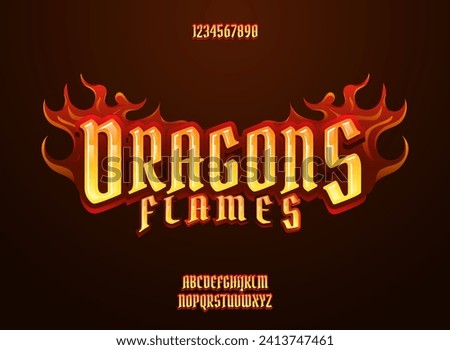 fantasy magical golden 3d dragon flames text effect alphabet with burning flames