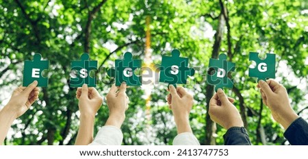 Environmental, social and governance, ESG with Sustainable Development Goals, SDGs. Royalty-Free Stock Photo #2413747753