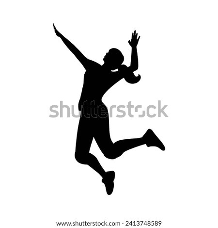 Black silhouette art of female volleyball player hitting the ball