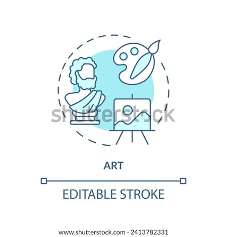 2D editable blue art icon, monochromatic isolated vector, thin line illustration representing extracurricular activities.