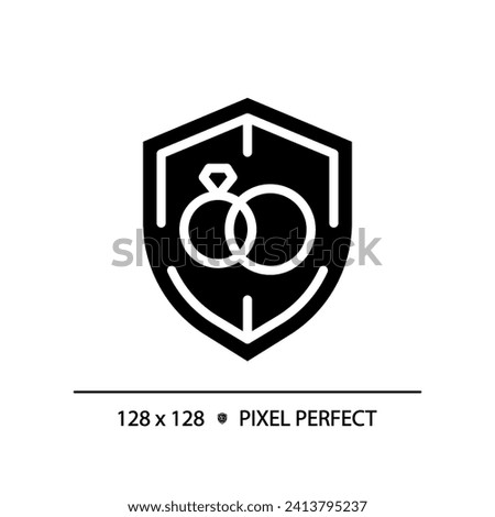 Family law pixel perfect RGB color icon. Legal regulations of domestic relations. Matrimonial order rules. Silhouette symbol on white space. Solid pictogram. Vector isolated illustration