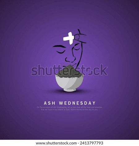 Ash Wednesday abstract symbolic religious Christian symbol for the beginning of Lent, with cross. Royalty-Free Stock Photo #2413797793