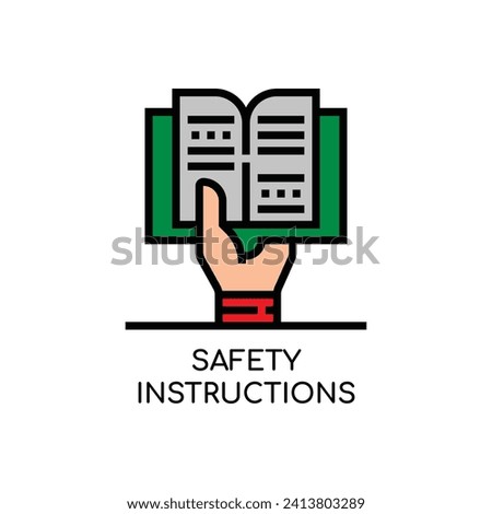 Safety Instructions Line Icon stock illustration. Royalty-Free Stock Photo #2413803289