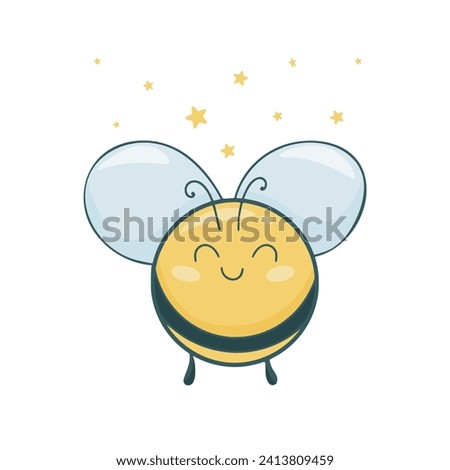 Cute friendly bee clip art in cartoon style