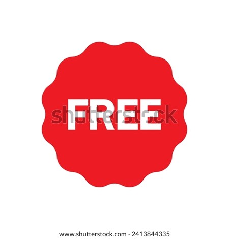Free vector icon. Red badge sticker illustration sign. Promotion and advertising.