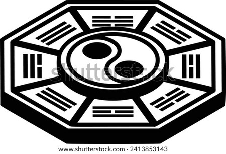 Feng shui isometric Concept, horoscope Vector Icon Design, Traditional Chinese Culture Symbol, New Year of the Dragon 2024 Sign, China Travel Guide Stock illustration