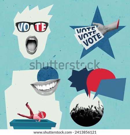 Vote Concepts Art Collage. Election Day Creative Design. Unique Textured Background.