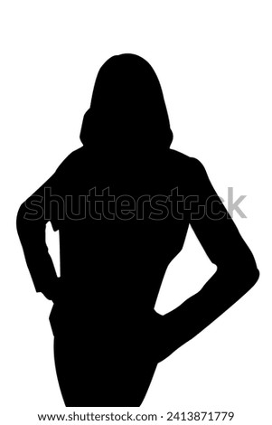 vector Beautiful and mysterious young woman body expression silhouette black and white vector image Fashion beauty on transparent white background mocup.