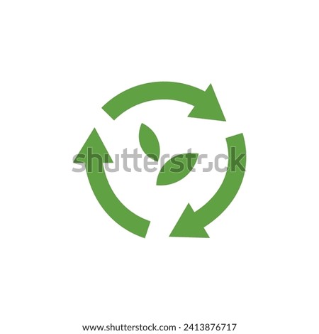 Green leaves with arrows on white background