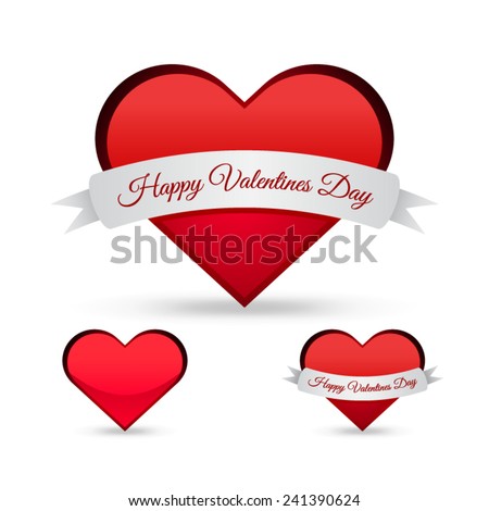 Happy Valentines Day - ribbon sign over heart illustration