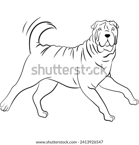 Dog Line Art Illustration for Kids Coloring Book, Dog Clipart Coloring Page, Dog Element for Design, Outline Illustration for Prints, Doodle Clipart for Coloring, JPEG File