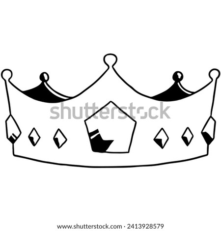Crown Line Art Illustration for Kids Coloring Book, Crown Clipart Coloring Page, Crown Element for Design, Outline Illustration for Prints, Doodle Clipart for Coloring, JPEG File