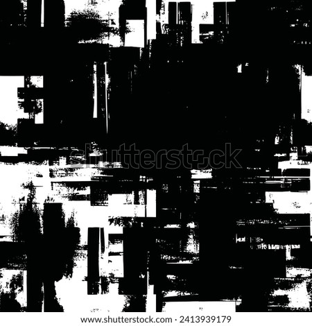 Seamless pattern, rough vector background, grunge texture, black and white