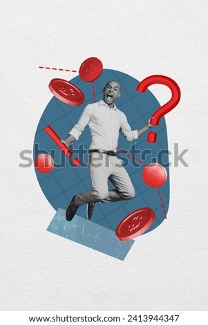 Collage picture of crazy funny businessman and money falling down bankruptcy concept