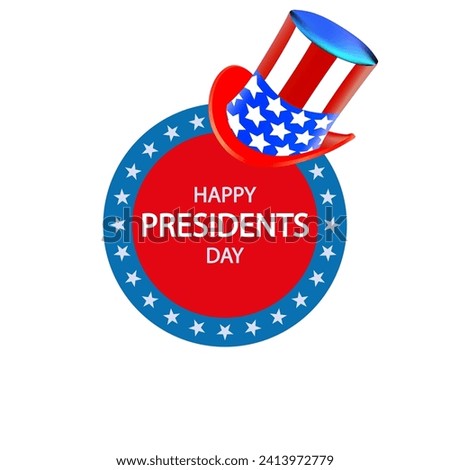 Presidents day hat on circular banner, vector art illustration.