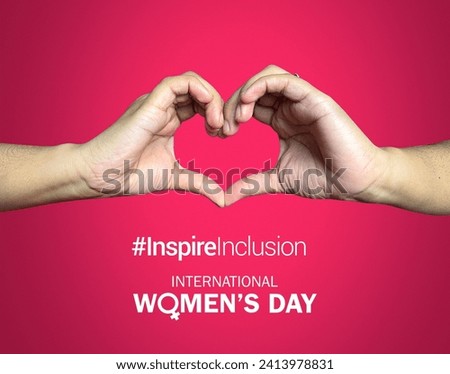 International women's day concept poster. Woman sign illustration background. 2024 women's day campaign theme- #InspireInclusion Royalty-Free Stock Photo #2413978831