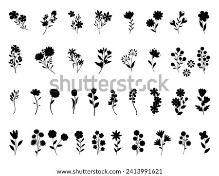 Flowers silhouette vector art white background