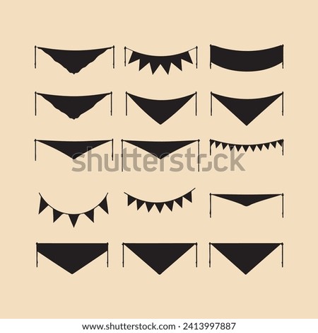 party flag Banner silhouette set