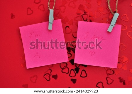 i love you card on the red backgroundwith hearts 