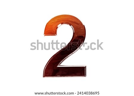 The number two is made of metal. close-up. the background is white. isolate.