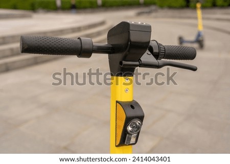 Close-up of an electric scooter in the city
