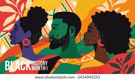 Black history month celebrate. vector illustration design graphic Black history month. Flat vector illustration template for background, banner, card, poster people Royalty-Free Stock Photo #2414045253