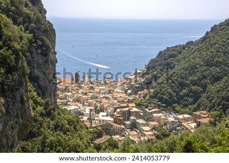landscape of Amalfi in the paper mills valley Royalty-Free Stock Photo #2414053779