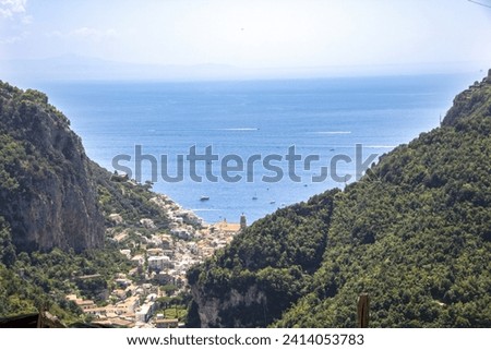 landscape of Amalfi in the paper mills valley Royalty-Free Stock Photo #2414053783