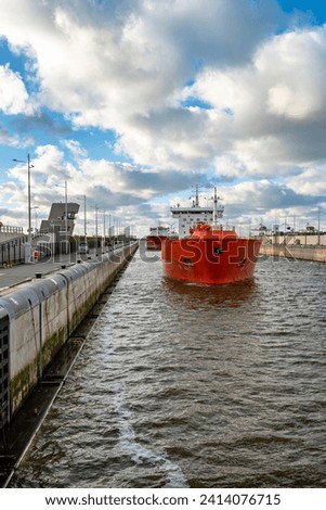 Oil Chemical Tankers moored in the largest lock in the world in IJmuiden Netherlands