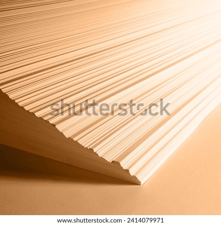 Soft retro beige blue blur building interior stripe wave shape shadow bible post note pad draw writer copyspace. Close up view scroll school study  art card frame table text space graphic design decor