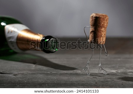 Champagne cork manikin stock photo