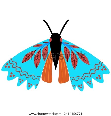 Butterfly on a white background, stylized butterfly, flat style, vector, children's, ornament, modern.