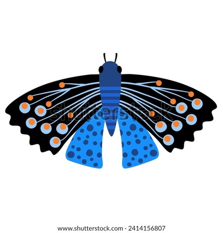 Butterfly on a white background, stylized butterfly, flat style, vector, children's, ornament, modern.