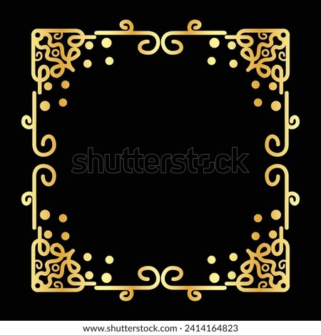 Decorative vintage frame and border, Gold photo frame with corner Thailand line floral for picture, Vector design decoration pattern style. calligraphic design. gold ornament decorate luxury element