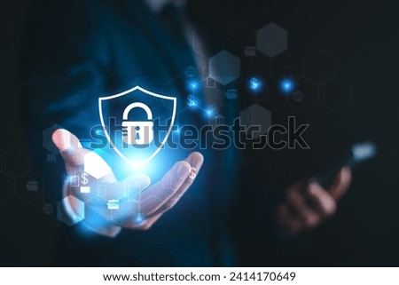 Cyber secure concept. Digital information network protect by firewall. User privacy secure, data, information. Internet access firewall protect hacker. Future technology cyber secure, privacy protect