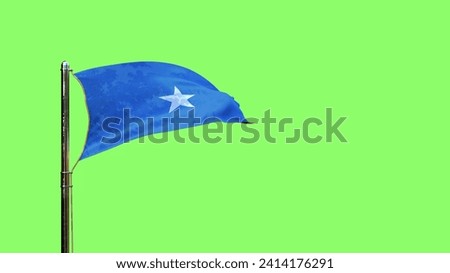waving flag of Somalia for memorial day on green screen, isolated - object 3D rendering
