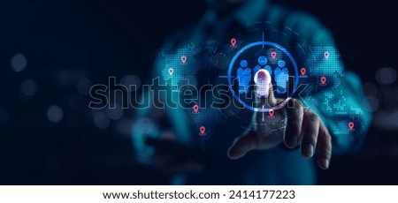 CRM, Customer Relationship Management, Executive's select Human Resource Network Structure HR, effective management and recruitment, effective organizational structure, training, hiring, performance. Royalty-Free Stock Photo #2414177223