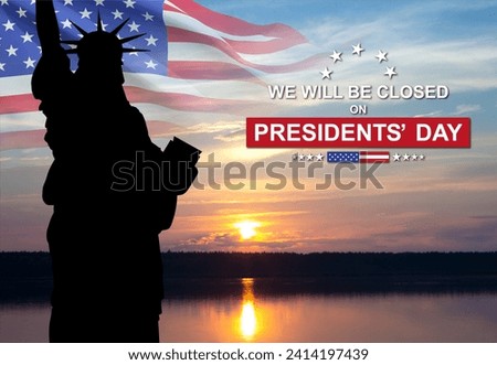Presidents' Day Background Design. We will be Closed on Presidents' Day Royalty-Free Stock Photo #2414197439