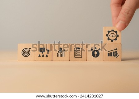 Performance management concept.  
Implementing effective strategies for improve employee engagement, productivity and overall business success. Setting goals, monitoring progress and evaluating. Royalty-Free Stock Photo #2414231027