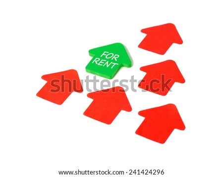 House for rent concept with sticky papers on white background. 