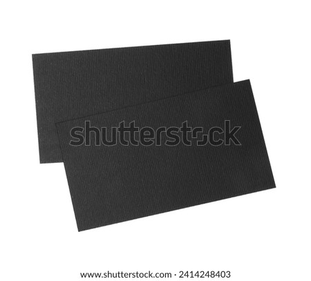 Blank black business cards isolated on white. Mockup for design