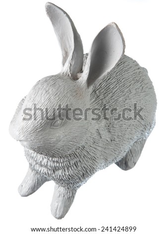Rabbit ceramic plaster figure isolated on white background