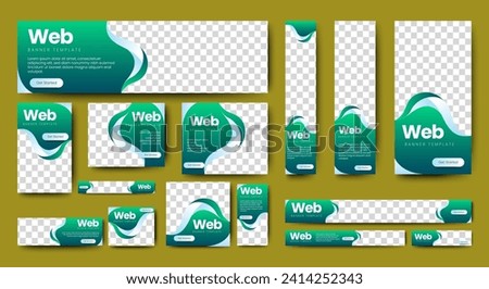 Modern banner design web template Set, Horizontal header web banner. green cover header background for website design, Social Media Cover ads banner, flyer, invitation card	