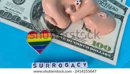 GBT family surrogate motherhood embryo paid childbirth and pregnancy. Law on surrogate motherhood, the correct adoption of a homosexual couple and the upbringing of a child Royalty-Free Stock Photo #2414255647